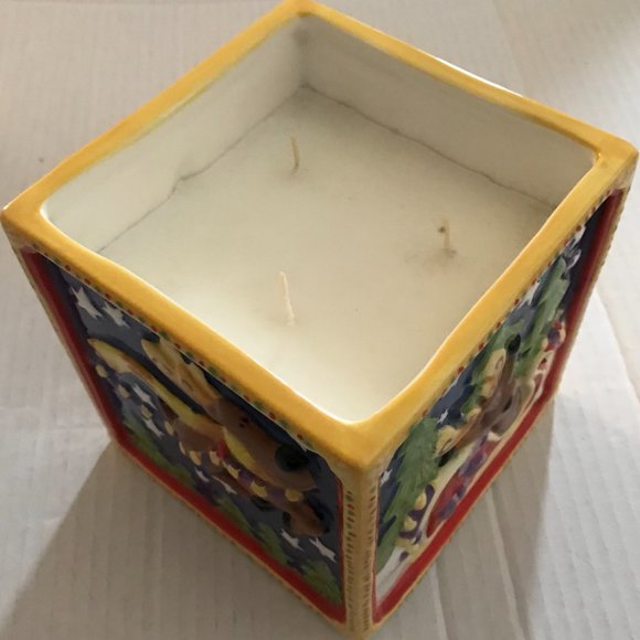 Holiday Christmas Candle reindeer CERAMIC 5-1/2” Cube - Picture 6 of 8